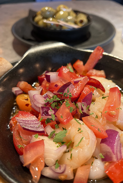 Pizza Express shrimp and olives